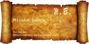 Micska Bence névjegykártya